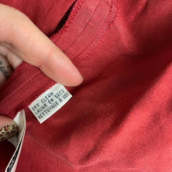 Pre-Owned Rena Rowan Womens Red Button Down Long Sleeve Silk Collard Jacket/Top - Picture 10 of 10